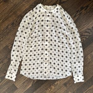 A.L.C. Women's Print Silk Blouse Band Collar Size 0